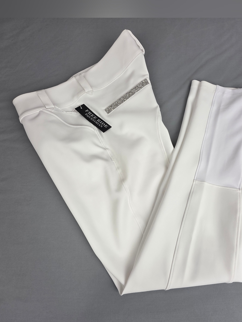 Free Ride Equestrian Pro Full Seat Breeches White Size 32 NEW Glitter Dressage